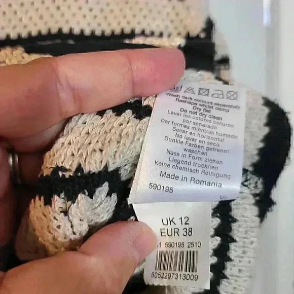 River Island Cardigan Lady Jacket stripes lace pearl 3/4 Sleeve 12 - Picture 9 of 9